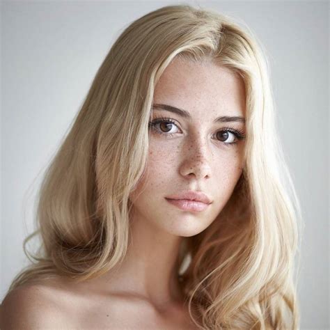 Blonde Hair Brown Eyes Freckles Model Cute Woman Hair Beauty