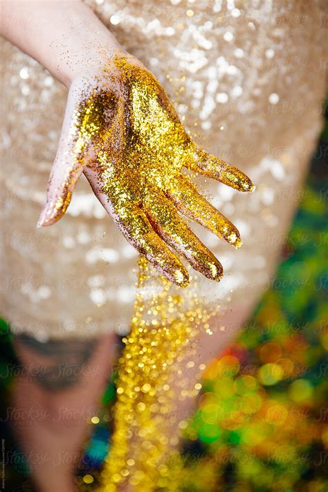 Crop Female Hand In Glitters Del Colaborador De Stocksy Andrey