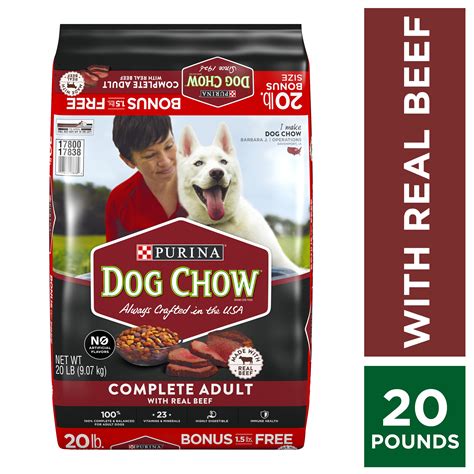 Purina Dog Chow Dry Dog Food Complete Adult With Real Beef 20 Lb Bag