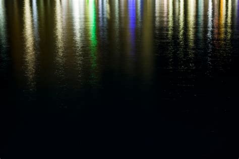 Free Photo Lights Reflected In The Water