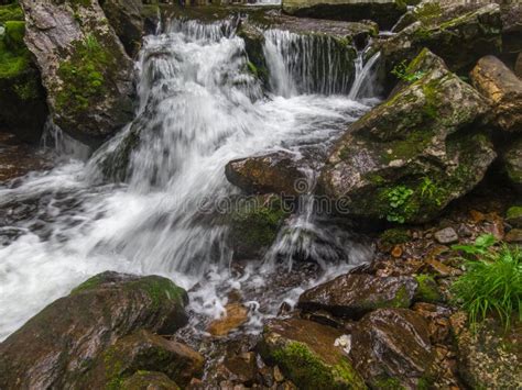 Amazing Waterfall In Deep Forest Landscape Stock Photo Image Of Moss