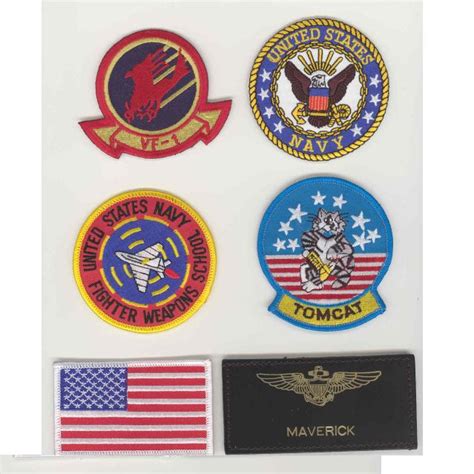 Topgun Top Gun Maverick Name Tag Flight Suit Navy Tomcat Patch Set Of