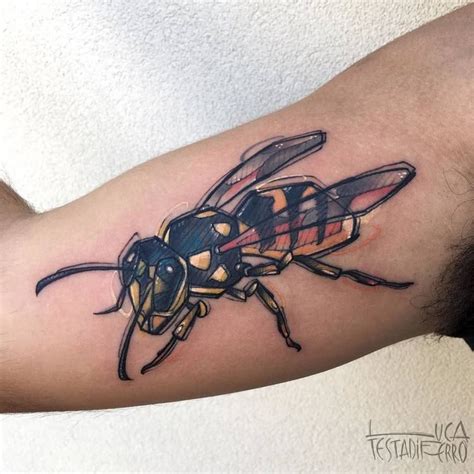 50 Colorful Sketch Tattoos By Luca Testadiferro Tattooadore Wasp