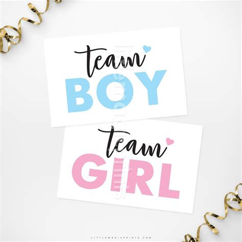 Team Girl Team Boy Printable Gender Reveal Signs Digital Etsy España