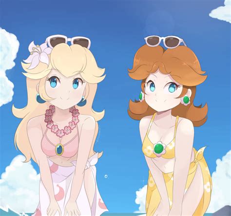 princess peach daisy summer swimwear together by chocomiru02 on deviantart
