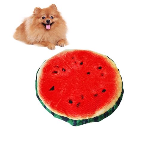 Pet Dog Toy Watermelon Designed Squeak Discs Soft Cotton Chewer