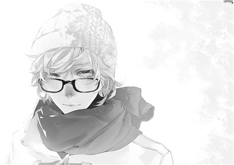 Grayscale Anime, boy, Glasses - 4092x2893