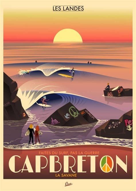 Cap Breton • France Damien Clavé Surfing Pictures Surf Poster