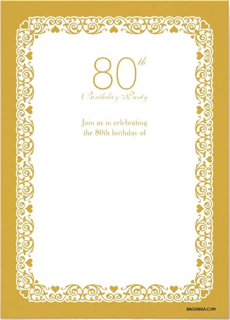 Free Printable 80th Birthday Invitation Templates
