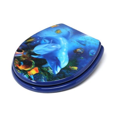 3d Ocean Series Dolphin Mother And Calf Round Toilet Seat Elongated
