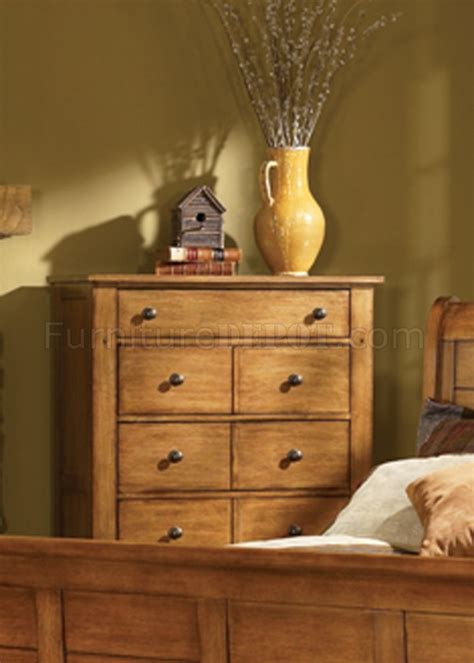 Rustic Oak Finish Traditional Sleigh Bed Woptional Case Goods