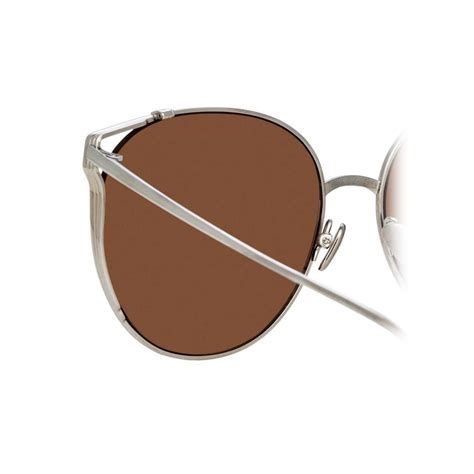 linda farrow joanna oversized sunglasses in white gold and silver lfl996c2sun linda farrow