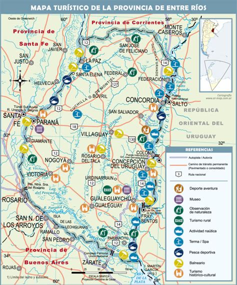 Mapa De Entre Ríos Provincia Departamentos Turístico Descargar E