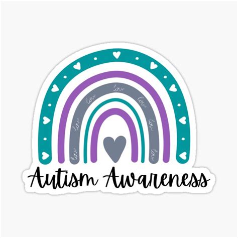 Autism Awareness Teal And Purple Rainbow Sticker By Abaldwin825 Redbubble