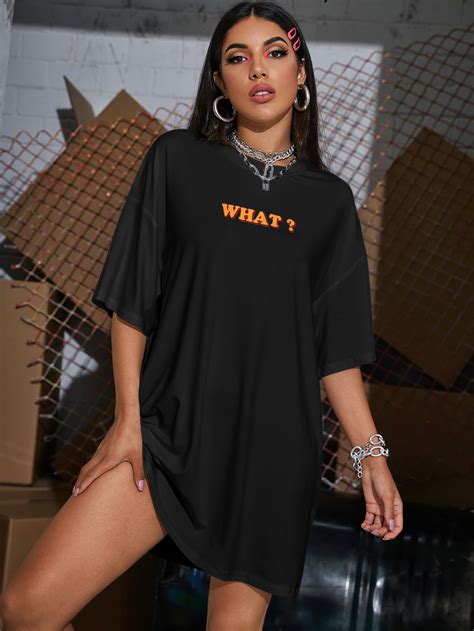 SHEIN Coolane Letter Graphic Longline Oversized Tee | SHEIN UK