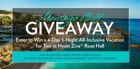 Enter To Win A 4 Day And 3 Night Vacation To Hyatt Ziva Rose Hall