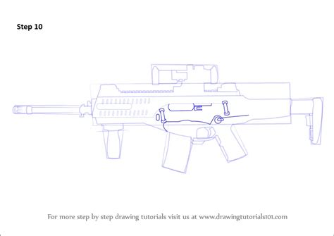 Learn How To Draw A Beretta Arx 100 Assault Rifle Rifles Step By Step