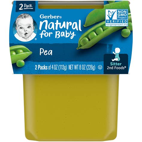Gerber 2nd Foods Natural For Baby Baby Food Pea 4 Oz Tubs 2 Pack