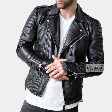 Get Mens Biker Jacket Black Leather Jacket Ultimate Leather