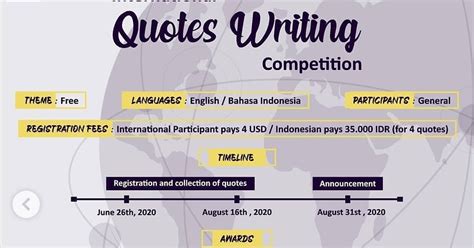 Langkah ini bisa dilakukan, bagi siapapun yang mengikuti lomba cerpen untuk memperispakan waktu sebaik mungkin dengan. LOMBA CIPTA QUOTES TINGKAT INTERNASIONAL - PORTAL ...