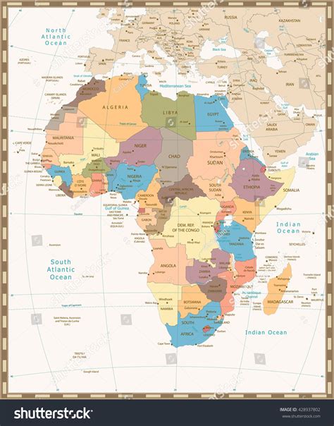 Africa Old Retro Map Separated Layers Vector De Stock Libre De