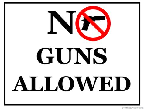 Printable No Guns Allowed Sign