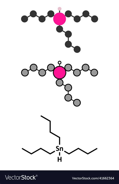 Tributyltin Hydride Molecule Organotin Reagent Vector Image