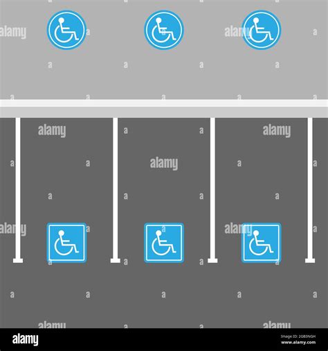 Disabled Parking Background Wheelchair Blue Sign Handicapped Icon Set