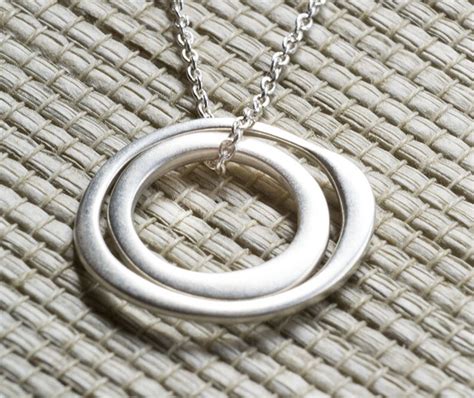 Dainty Double Circle Necklace Sterling Silver Karma Necklace Etsy