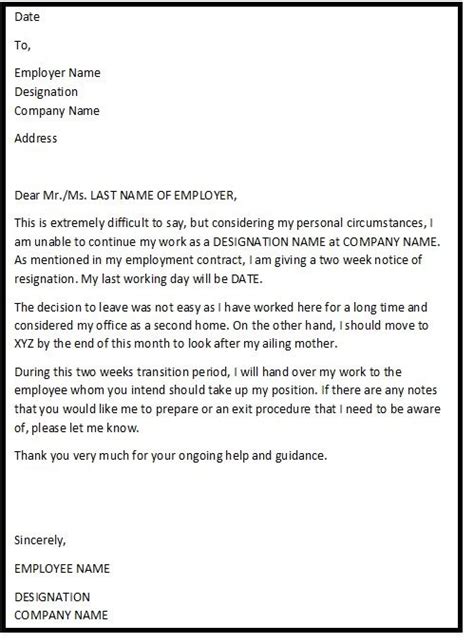 Employee Resignation Letter To Manager Gotilo