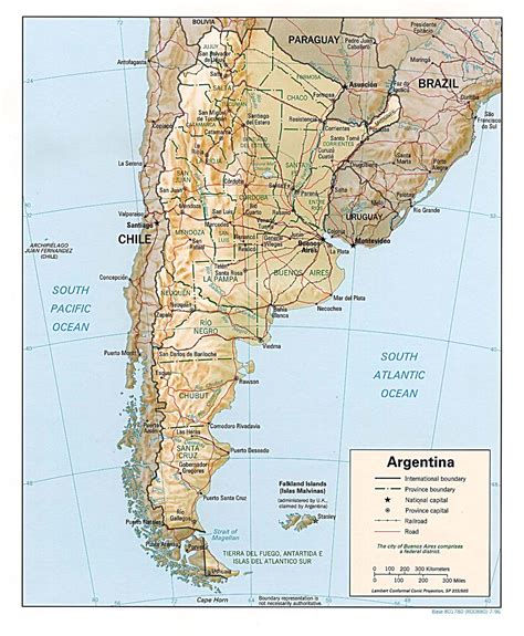 Detailed Road And Relief Map Of Argentina Argentina Detailed Road And