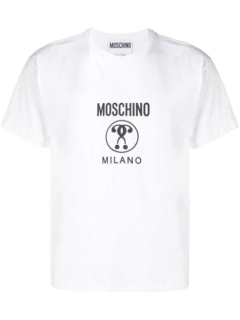 Moschino Question Mark Logo T In White Modesens Question Mark Logo
