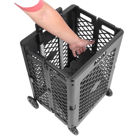Mesh Rolling Utility Cart Folding Hand Crate With 4 Wheels 55 Lbs