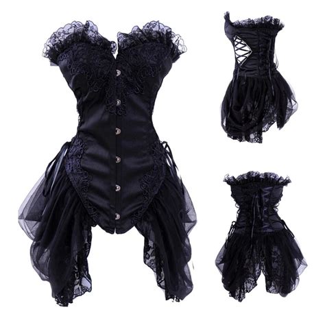 Gothic Style Wedding Dresses Black Bridal Corset Bustier Burlesque