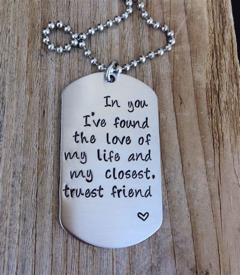 Anniversary gifts for military boyfriend. Custom dog tag hand stamped love quite gift for him by ...