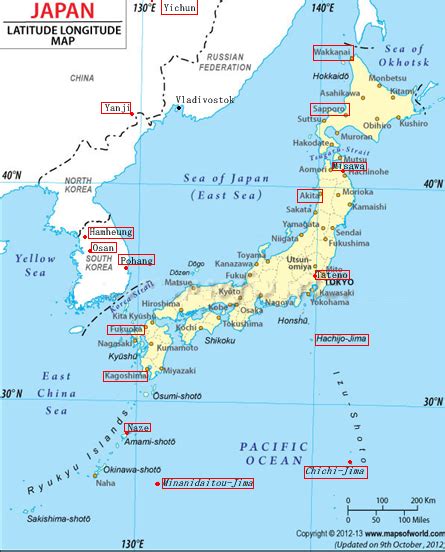 Longitude And Latitude Map Of Japan United States Map
