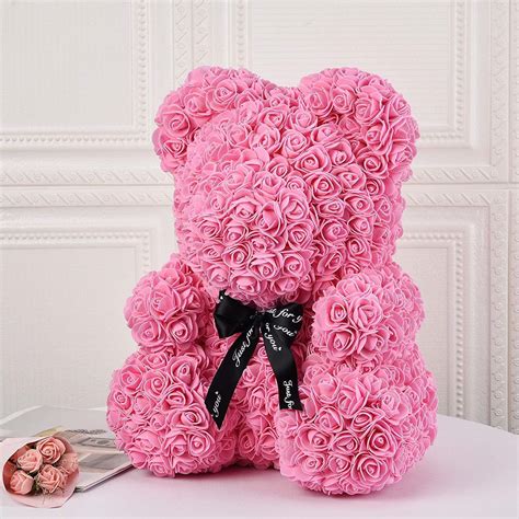 Copy Of Gorgeous Pink Rose Teddy Bear With Led Light And T Box 40