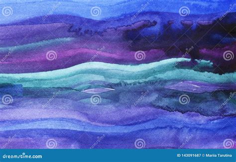 Watercolor Abstract Background Blue And Purple Paint Strokes