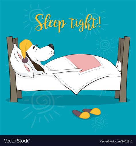 The Lovely Animation Dog Sleeps In A Bed Wish Vector Image