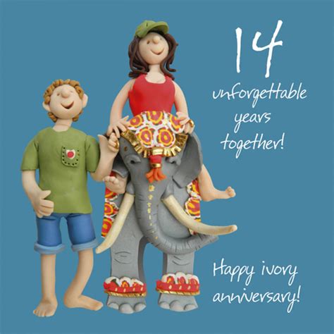 Happy 14th Ivory Anniversary Greeting Card One Lump Or Two Cards