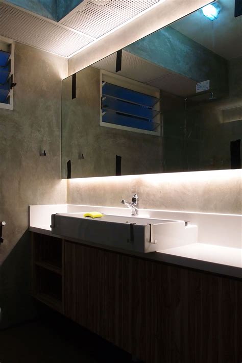 Built a cove, inserted 12 v led tape light. Large mirror with cove lighting. | Modern bathroom mirrors, Bathroom mirror lights, Lighted ...