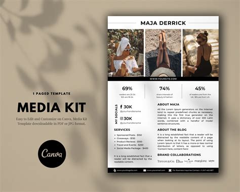 Media Kit Template Media Kit Canva Editable Press Kit Etsy Canada