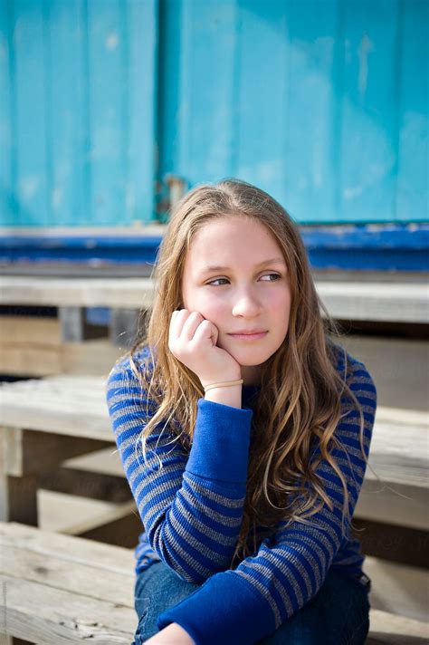 Tween Girl With Her Thinking Face On By Stocksy Contributor Gillian