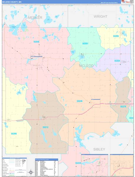Mcleod County Mn Wall Map Color Cast Style By Marketmaps Mapsales