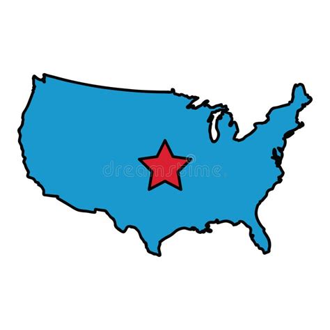 Map Of The United States Of America Vector Illustration Decorative