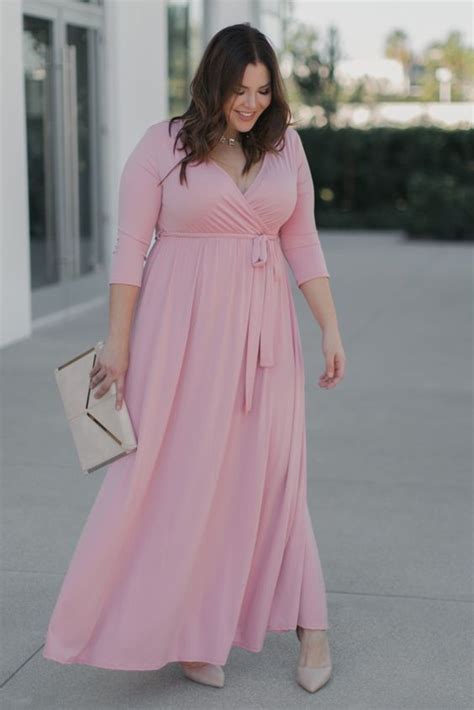 Pink Wrap Dress Plus Size Attire Plus Size
