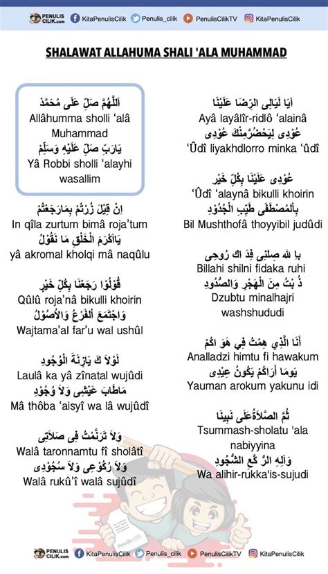 Lirik Sholawat Allahuma Shali Ala Muhammad Teks Arab Latin Dan