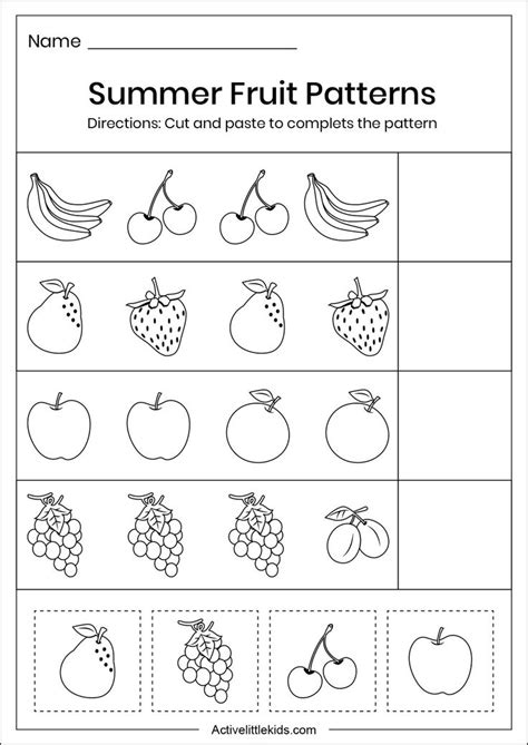 The Printable Worksheet For Summer Fruit Patterns