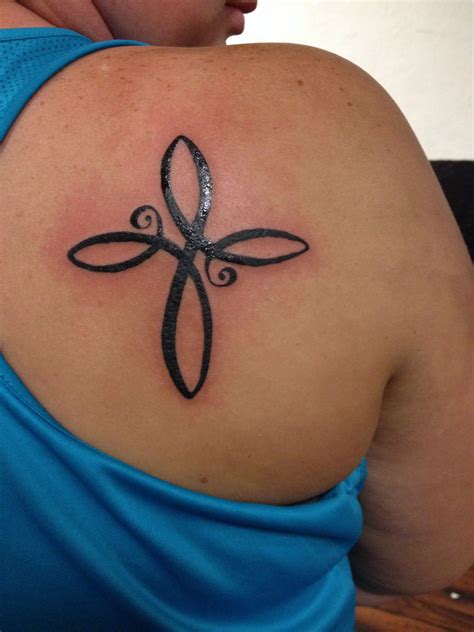 These crosses are usually bold and slender, some sitting upon a simple hill, and some just as the crosses by themselves. Infinity cross on right shoulder (With images) | Tattoos ...