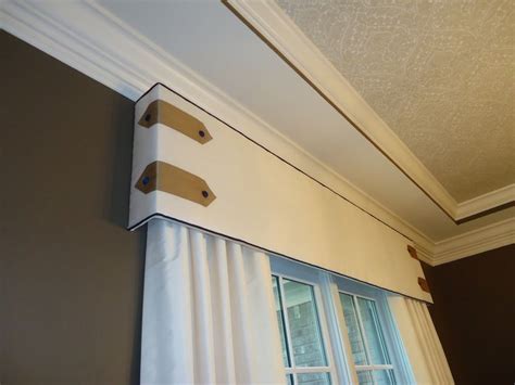 Custom Cornice Board With Contrast Piping Tab And Button Detail And